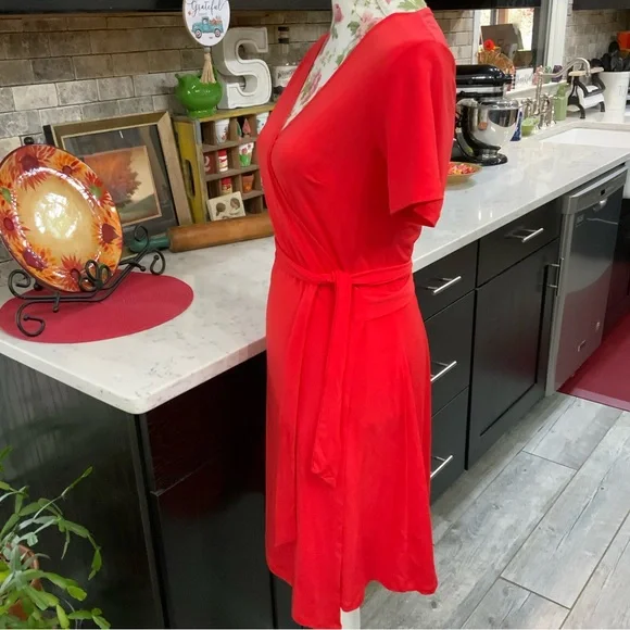 JB by Julie Brown Solid Red Marlina Knit Wrap Dress 
Size Medium 
New With Tags - Picture 4 of 16
